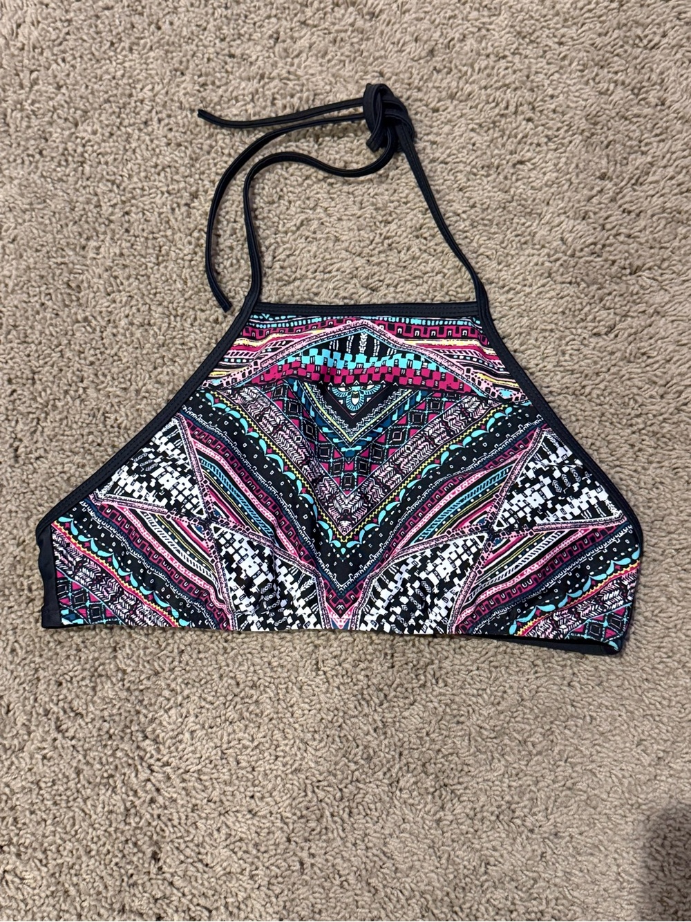 Mossimo Supply Co. Pink Teal Black Halter Geometric Bikini Top